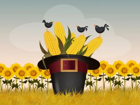 Cobs in the thanksgiving hat Stock Illustration