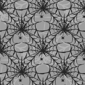 Cobweb and spider seamless background Stock Illustration