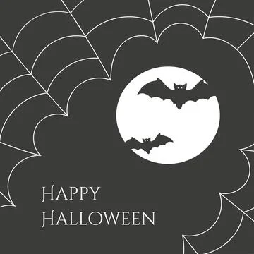 Cobweb with bat and full moon. Halloween concept on black background 스톡 일러스트