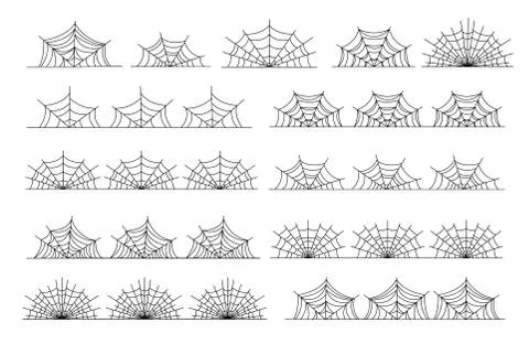 Cobweb border. Black horror abstract frames, halloween spooky isolated spiderweb Stock Illustration