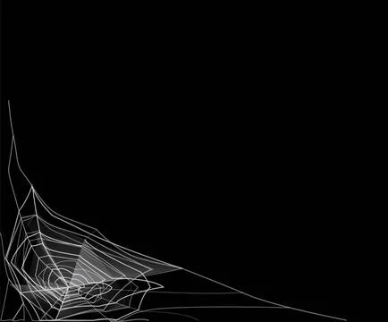 Cobweb bottom corner frame on dark background, spider web border element Illustrazione stock