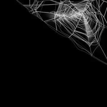 Cobweb corner frame on dark background, spider web border element, Halloween and Illustrazione stock