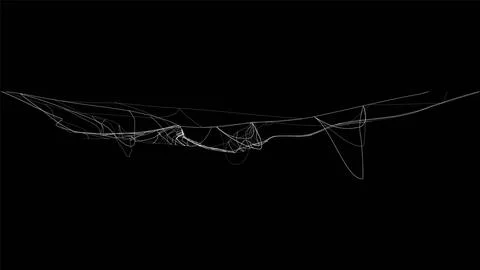 Cobweb on dark background, horizontal hanging spider web, tangled thread Stock Illustration