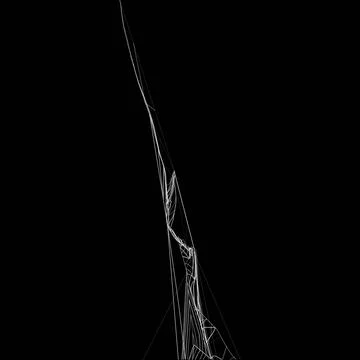 Cobweb frame part on dark background, hanging spider web, tangled thread Stock Illustration