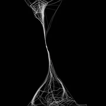 Cobweb frame part on dark background, hanging spider web, tangled thread hanging Stock Illustration