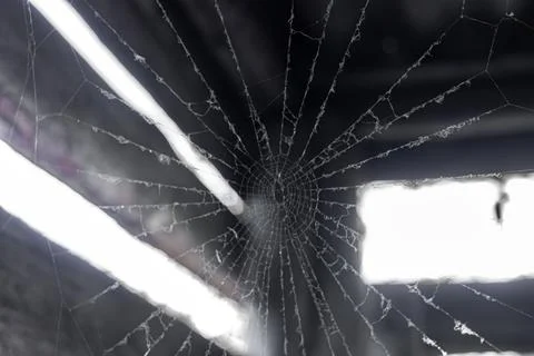 Cobweb in the light of a lantern in a dark, scary, damp room not far from the Stock Photos
