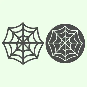 Cobweb line and solid icon. Spooky spider web outline style pictogram on white 스톡 일러스트