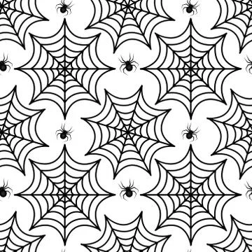 Cobweb seamless pattern. Spider repetitive texture. Halloween endless background Stock Illustration
