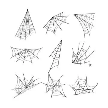 Cobweb set cartoon vector illustration Stock Illustration