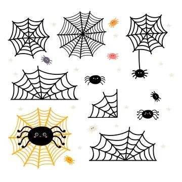 Cobweb set for Halloween design. Cobwebs and spiders web silhouette Stock Illustration