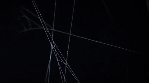 Cobweb shaking on the windat night, close up shot Vídeo Stock 34404453