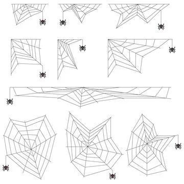 Cobweb spider cobwebs realistic. A spider weaves a spider web. Flat design Stock Illustration