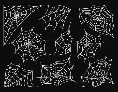 Cobweb spider Halloween web black set scary vector Stock Illustration