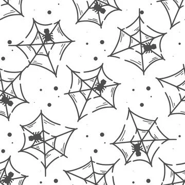 Cobweb with spiders seamless pattern Stock Illustration