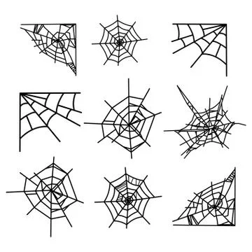 Cobweb vector icon set for Halloween. Stock Illustration