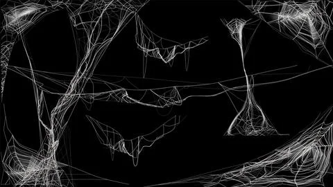 Cobwebs on dark background, spider web hanging tangled thread, Halloween, horror Stock Illustration