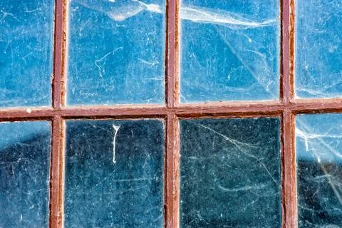 Cobwebs on an old Windows Stock Photos