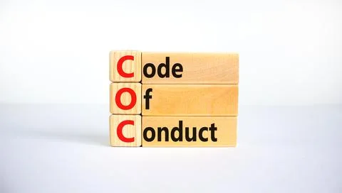 COC, Code of conduct symbol. Concept words 'COC, Code of conduct' on wooden b Foto stock