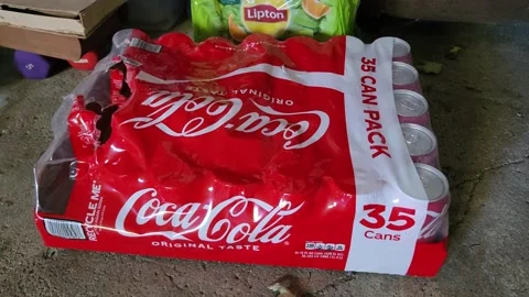 Coca Cola 35 Can Pack Garage Soda | Stock Video | Pond5