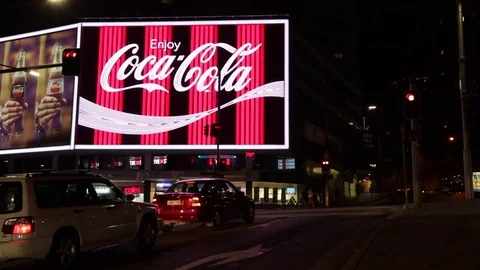 The Coca-Cola Billboard in Kings Cross | Stock Video | Pond5