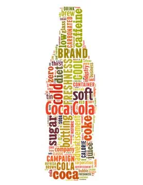 Coca Cola bottle, word cloud concept Stock Illustration