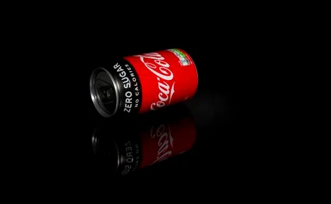 Coca cola can on black background Stock Photos