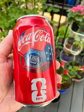 A Coca-Cola can dedicated to the 2026 World Cup in the USA, Mexico, and Canad 写真素材