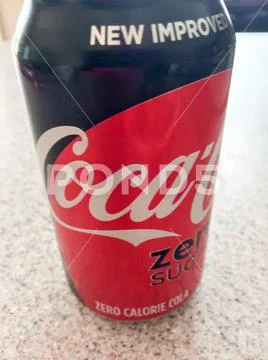 Coca cola coke zero red black can on white counter ~ Hi Res #130425423