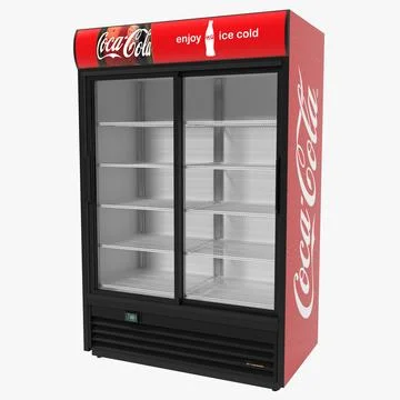 Coca Cola Double Door Display Refrigerator 3D Model
