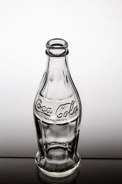 Coca-Cola drink, old two-glass bottle isolated on white background Stock Photos