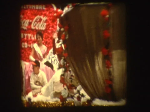 Coca Cola Float in 1961 Parade Stock Footage 1065470