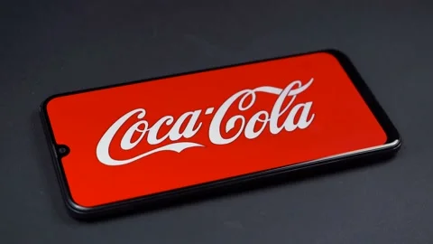 Coca cola logo on the phone screen. moscow russia 8 april 2021 Stock Footage 152258775