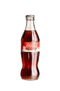 Coca cola, old version glass bottle on an isolated background Stock Photos