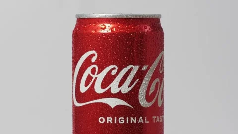 Coca-Cola red can rotating on the white background Stock Footage 258789569