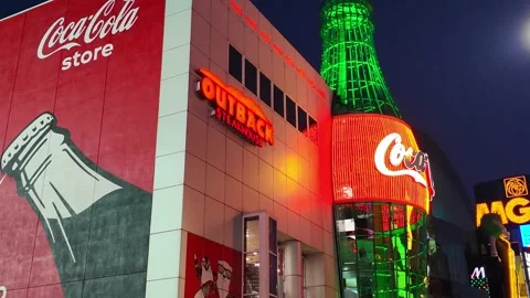 The Coca-Cola Store at the Showcase Mall on the Las Vegas Strip. Stock Footage 340172472