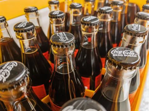 Coca-Cola Zero Sugar Bottles in a Crate Stock Photos