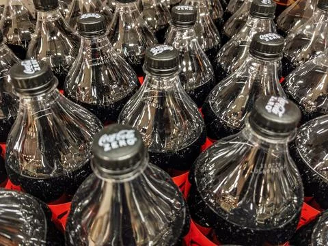 Coca-Cola Zero Sugar Bottles in Retail Display Stock Photos