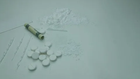 Cocaine and tablets are ready for use Stock Footage 89325448