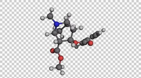 Cocaine  molecule model rotating 4K UHD seamless loopable with alpha channel Stock Footage 53825042