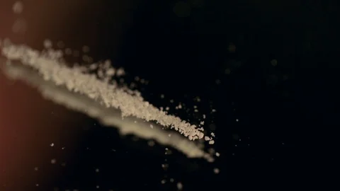Cocaine sniffing line off mirror - abusing drugs Stock Footage 128570473