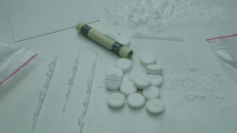 Cocaine strips on the table are ready for use Stock Footage 89326006