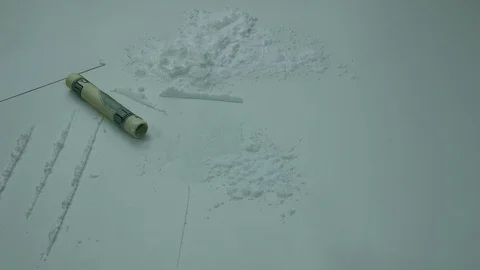 Cocaine on the table and ready for use Stock Footage 89325666