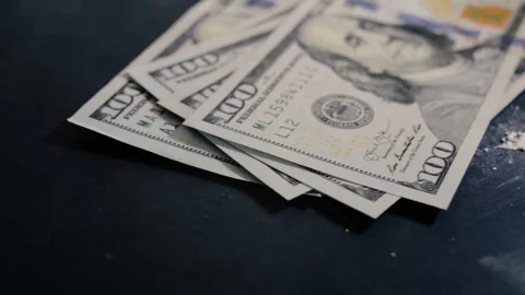 Cocaine on the table with dollars 스톡 동영상 136458211