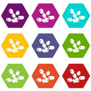 Coccus bacilli icons set 9 vector Illustrazione stock