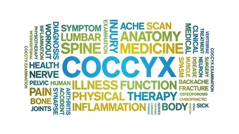 Coccyx animated word cloud,animation tag kinetic typography seamless loop. Stock Footage 289606716