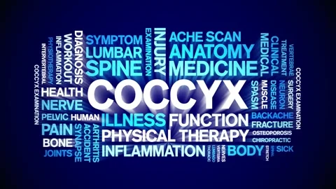 Coccyx animated word cloud,animation tag kinetic typography seamless loop. Stock Footage 289607242