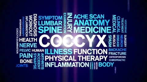 Coccyx animated word cloud,animation tag kinetic typography seamless loop. Stock Footage 289607369