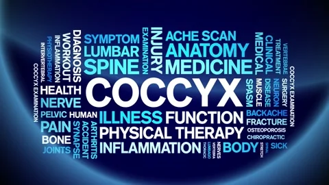 Coccyx animated word cloud,animation tag kinetic typography seamless loop. Stock Footage 289607422
