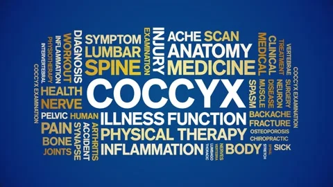 Coccyx animated word cloud,animation tag kinetic typography seamless loop. Stock Footage 289607752