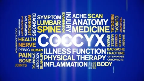 Coccyx animated word cloud,animation tag kinetic typography seamless loop. Stock Footage 289608030